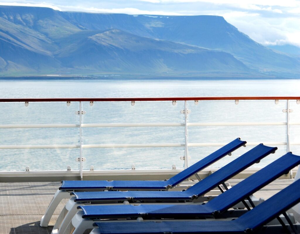 lie, nature, mountains, blue, sea, ships, sun lounger